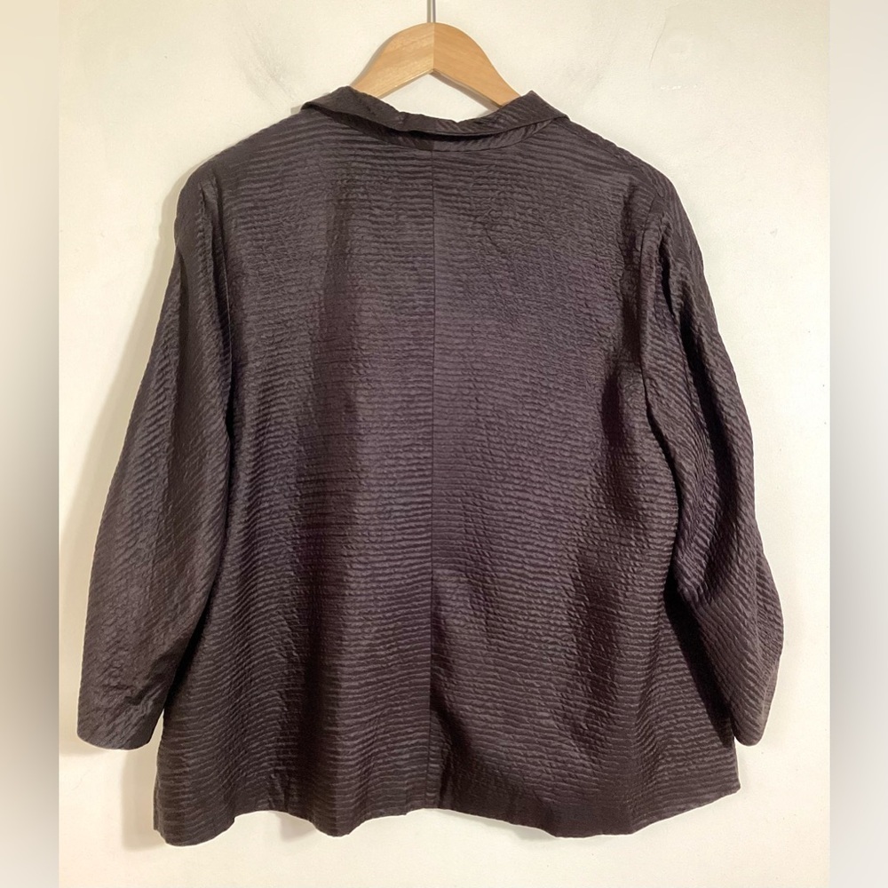 Eileen Fisher Silk Wool Crinkle Jacket Large - Picture 5 of 14